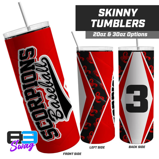 20oz & 30oz Skinny Tumbler - Scorpions Baseball - 83Swag