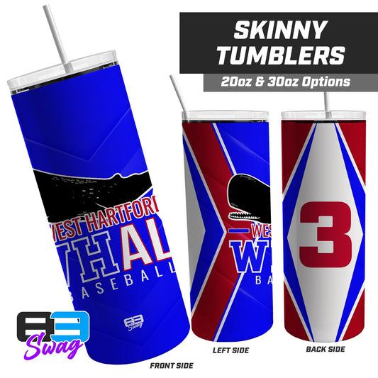 20oz & 30oz Skinny Tumbler - West Hartford Whale Baseball - 83Swag