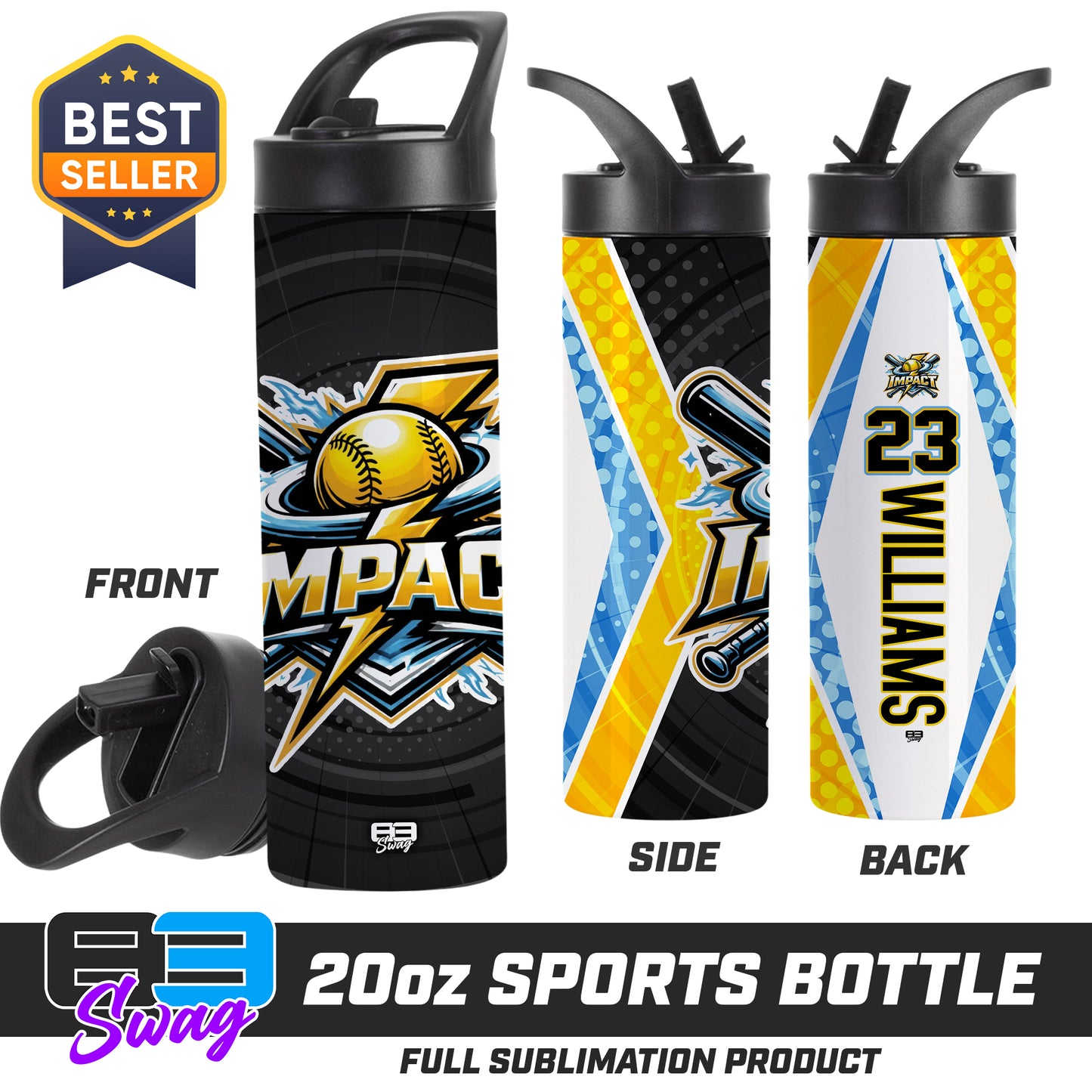 CUSTOM 20oz Sports Tumbler - Impact Softball - Massachusetts