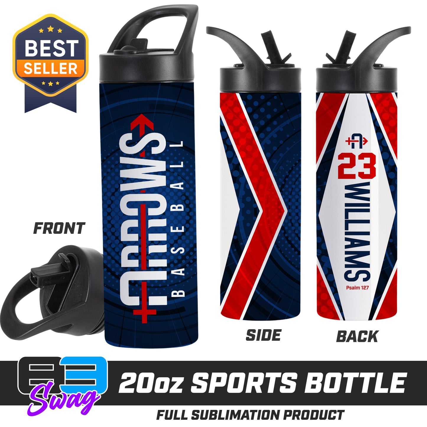 CUSTOM 20oz Sports Tumbler - Arrows Baseball