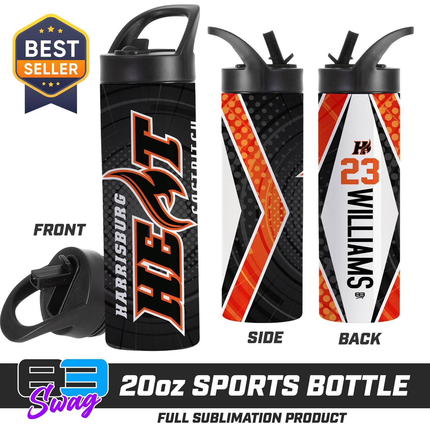 CUSTOM 20oz Sports Tumbler - Harrisburg Heat Softball