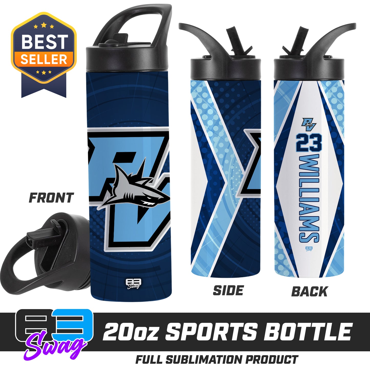 CUSTOM 20oz Sports Tumbler - PVAA Sharks Baseball