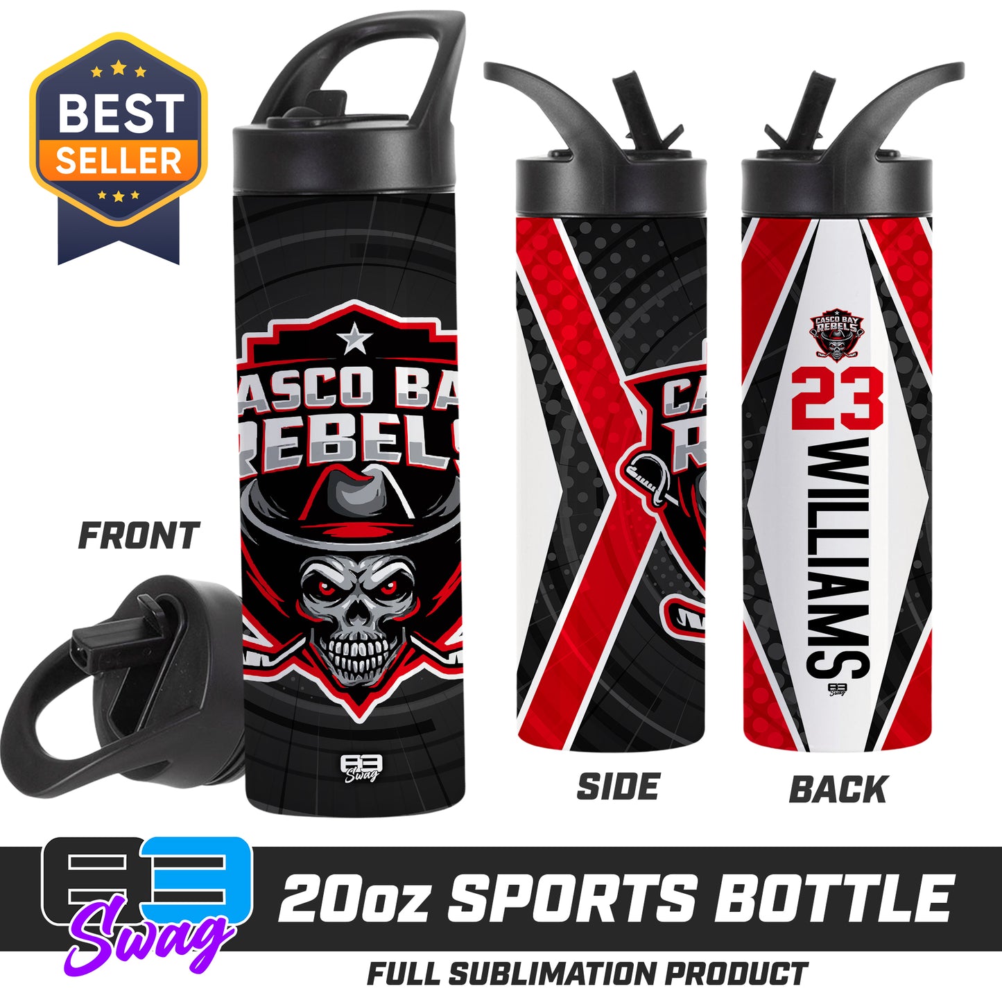 CUSTOM 20oz Sports Tumbler - Casco Bay Rebels Hockey