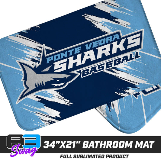21"x34" Microfiber Bath Mat - Ponte Vedra Sharks Baseball - 83Swag