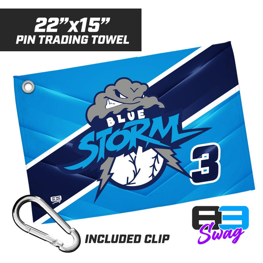 22"x15" Pin Trading Towel - Blue Storm Baseball - 83Swag