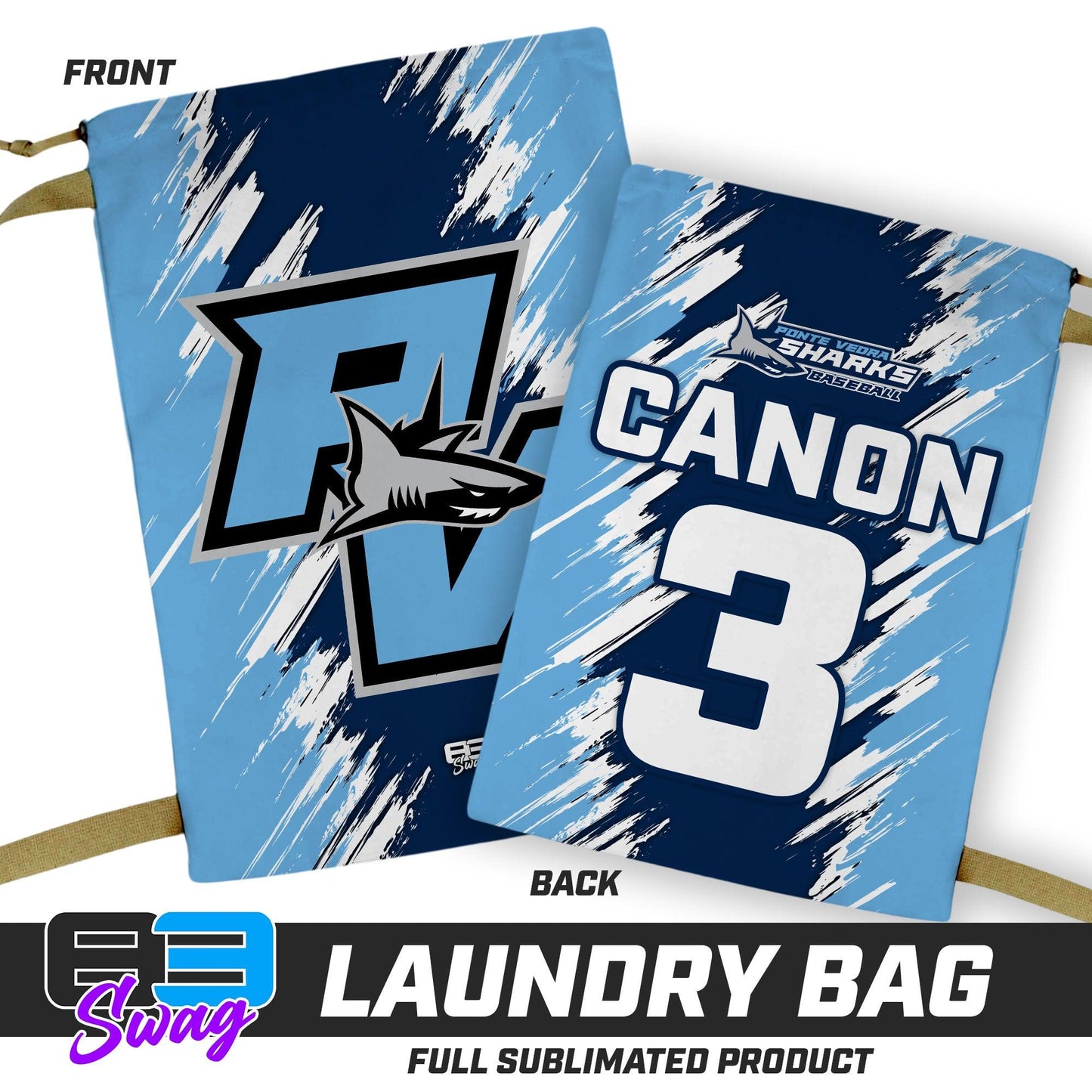 28"x36" Laundry Bag - Ponte Vedra Sharks Baseball - 83Swag