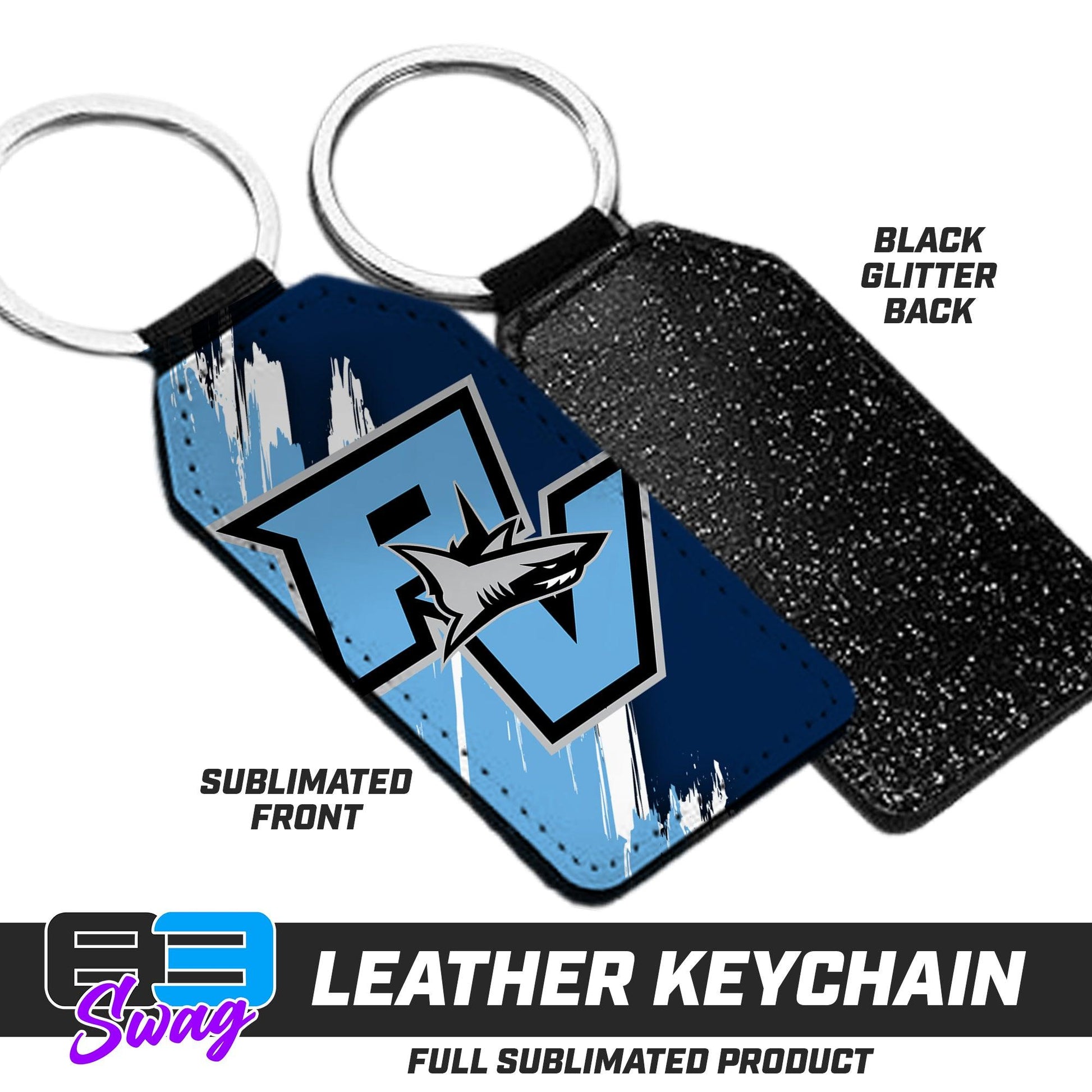 3.15" x 1.65" Leather Keychain - Ponte Vedra Sharks Baseball - 83Swag