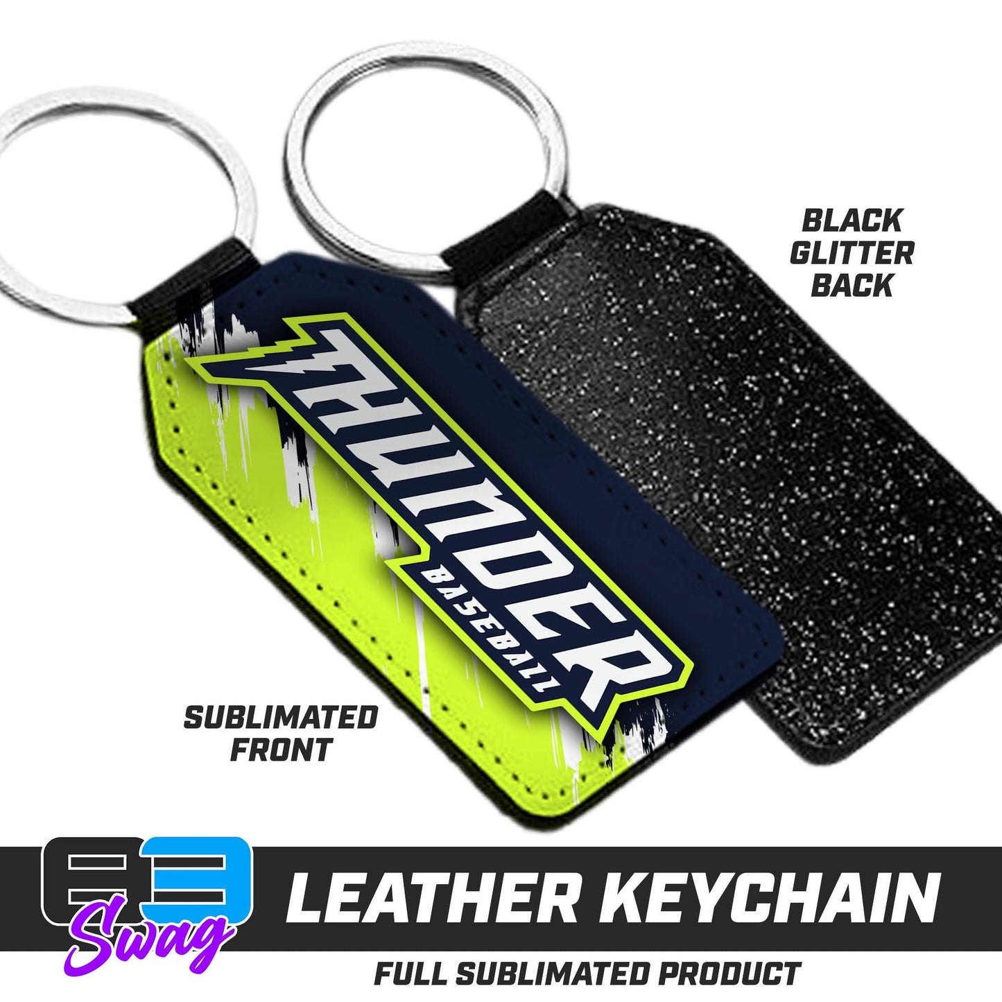 3.15" x 1.65" Leather Keychain - Ponte Vedra Thunder Baseball - 83Swag