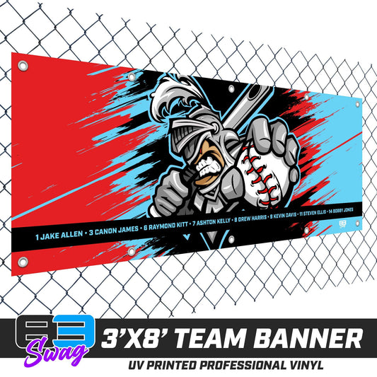 3'x8' Team Vinyl Banner with Roster - Knights Baseball 2024 FALL EDITION - 83Swag