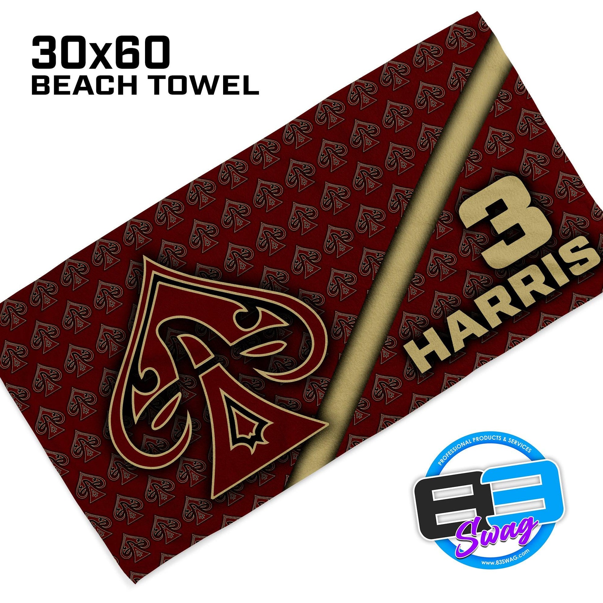 30"x60" Beach Towel - Aces - 83Swag