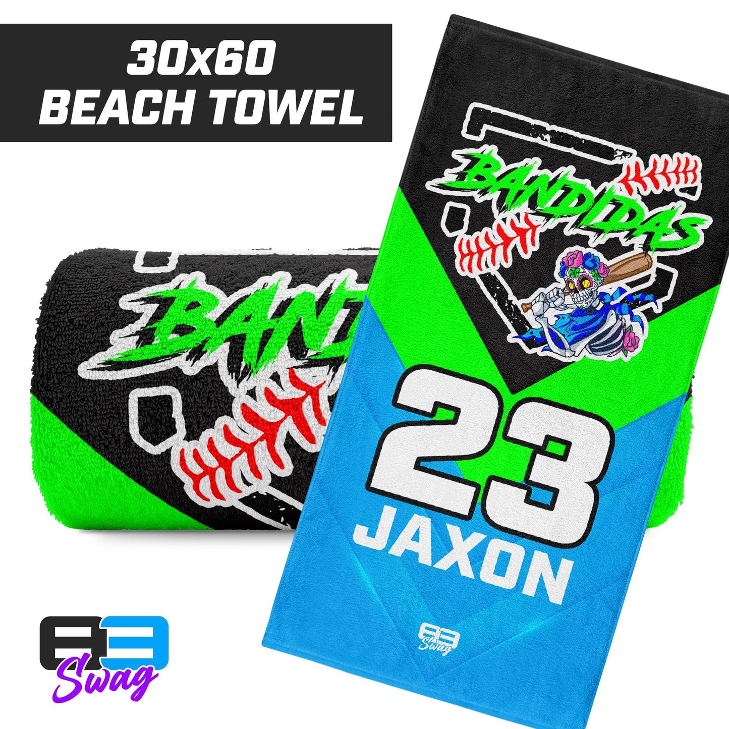 30"x60" Beach Towel - Baker Bandidas Softball - 83Swag