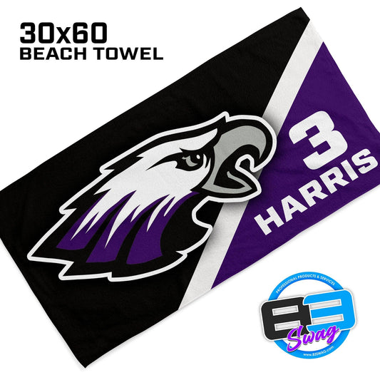 30"x60" Beach Towel - Bellmawr Purple Eagles Football - 83Swag