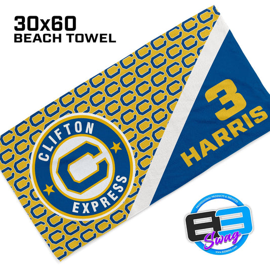 30"x60" Beach Towel - Clifton Express Baseball - 83Swag