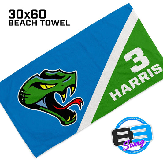 30"x60" Beach Towel - Cottonmouths Baseball - 83Swag
