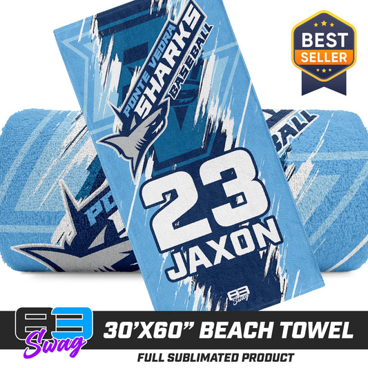 30"x60" Beach Towel - Ponte Vedra Sharks Baseball - 83Swag