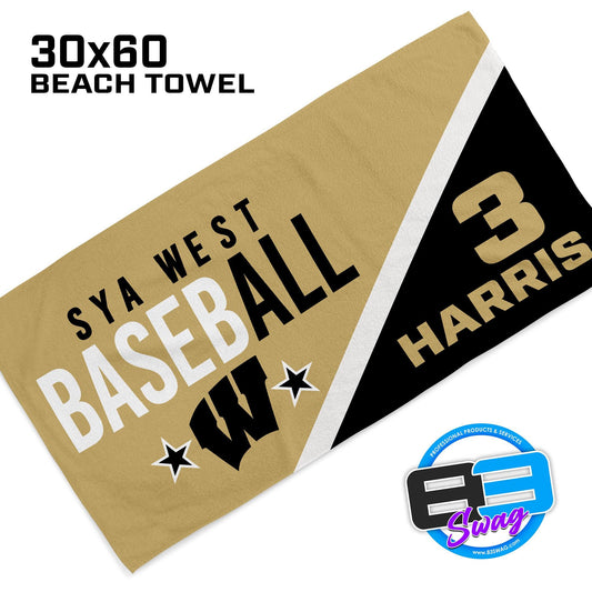 30"x60" Beach Towel - SYA West Baseball - 83Swag