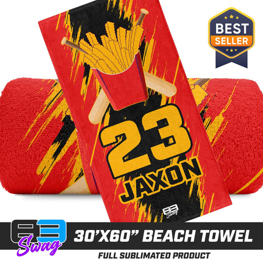 30"x60" Beach Towel - Team Rally Fries Baseball - 83Swag