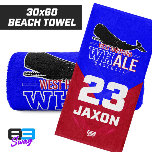 30"x60" Beach Towel - West Hartford Whale Baseball - 83Swag