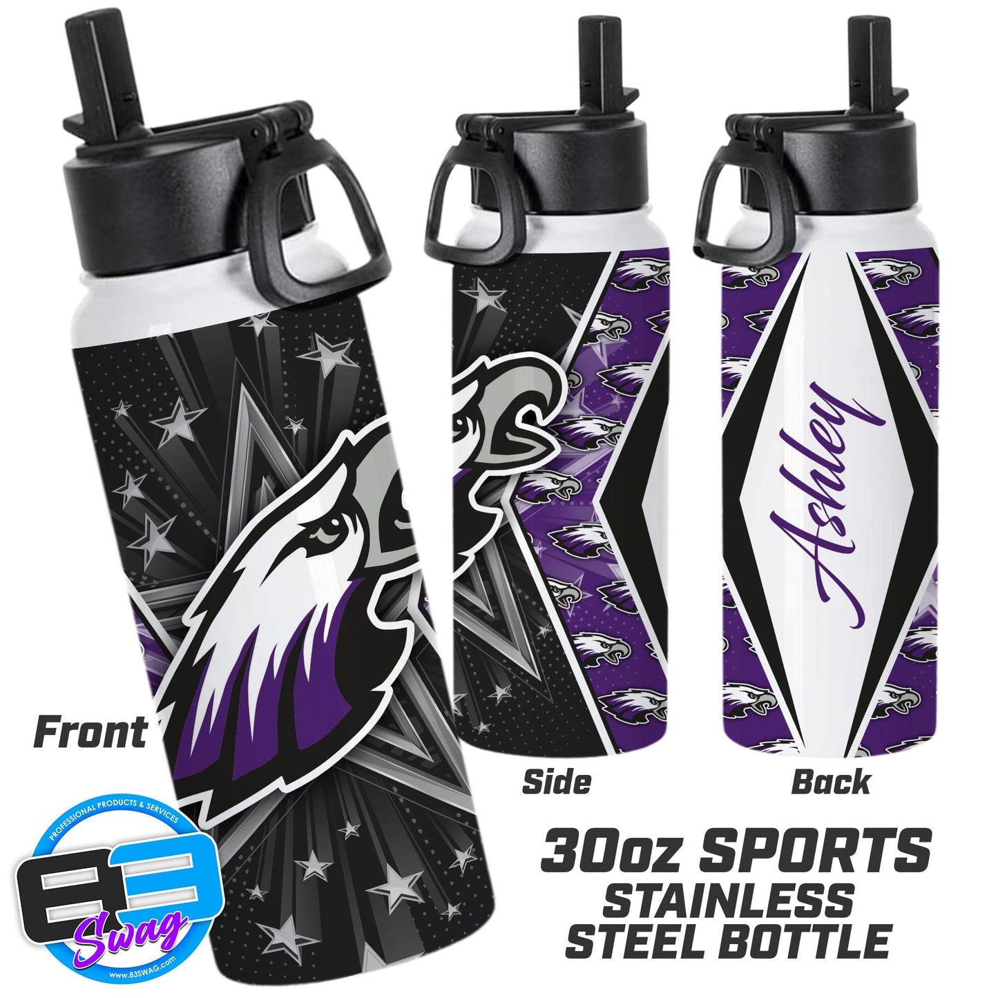 30oz Sports Tumbler - Bellmawr Purple Eagles Cheer - 83Swag