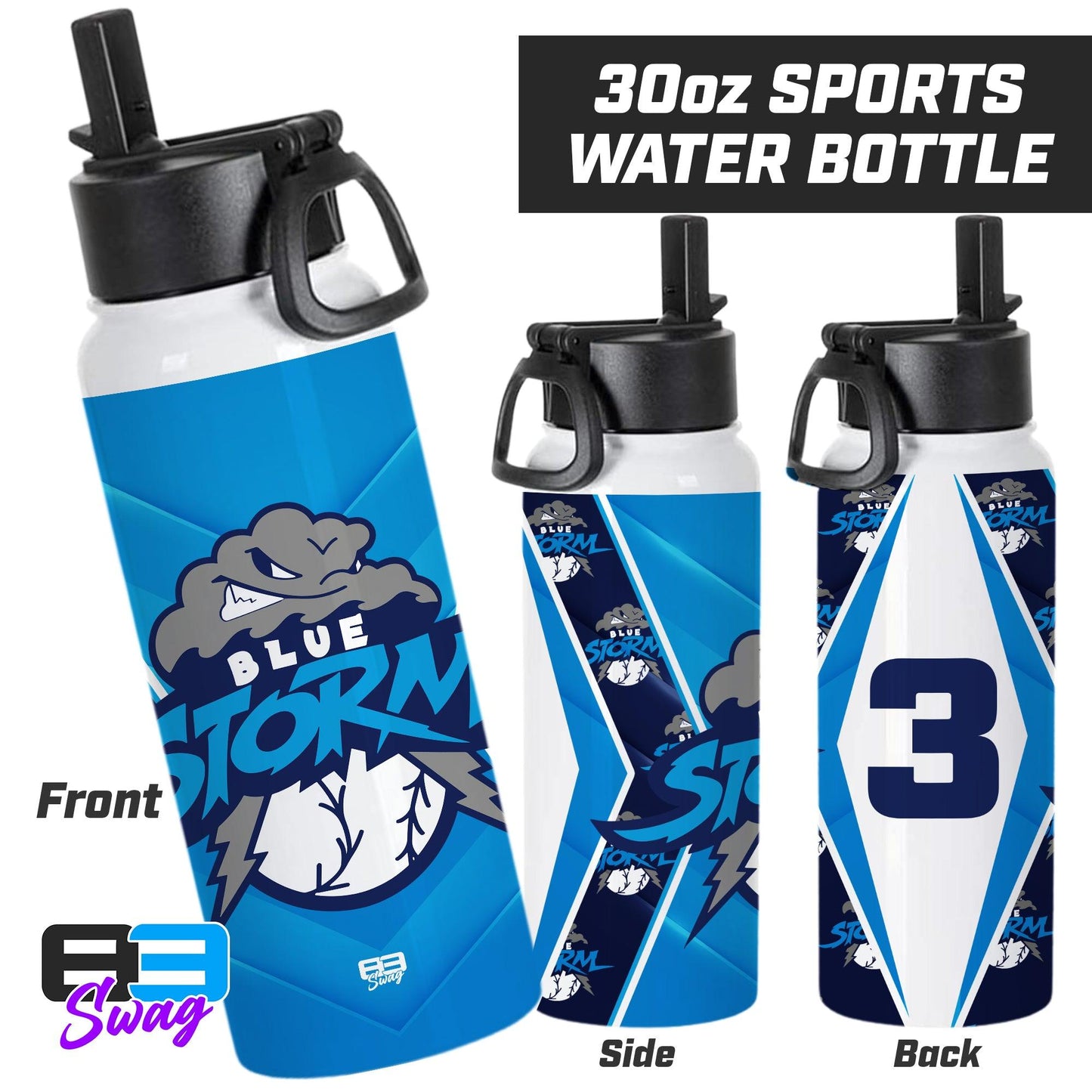 30oz Sports Tumbler - Blue Storm Baseball - 83Swag