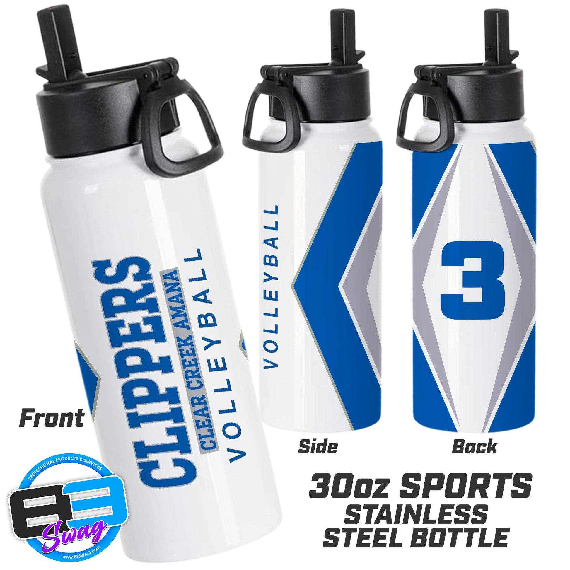 30oz Sports Tumbler - Clear Creek Amana Volleyball - 83Swag