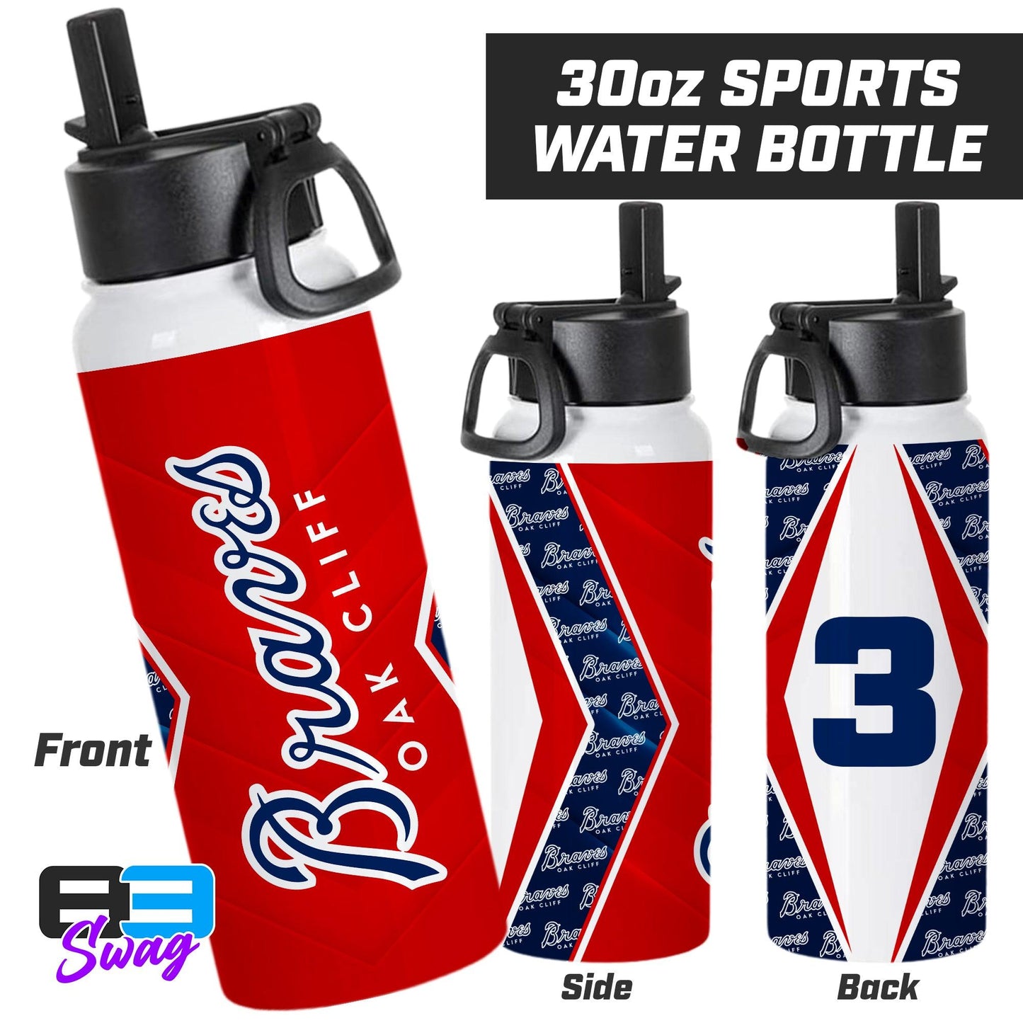 30oz Sports Tumbler - Oak Cliff Braves Baseball - 83Swag