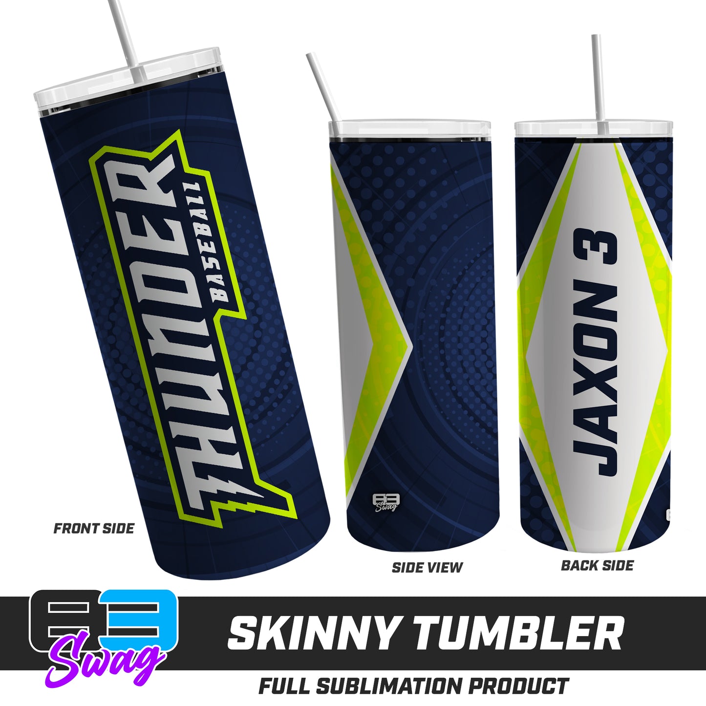 CUSTOM Skinny Metal Tumbler - Ponte Vedra Thunder Baseball