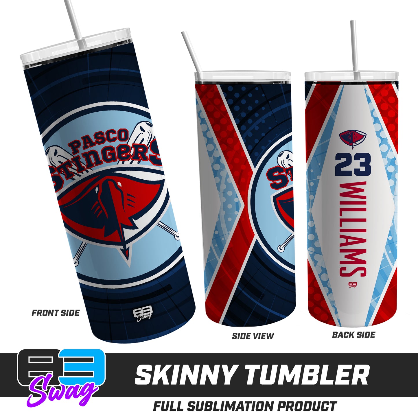 CUSTOM Skinny Metal Tumbler - Pasco Stingers Baseball