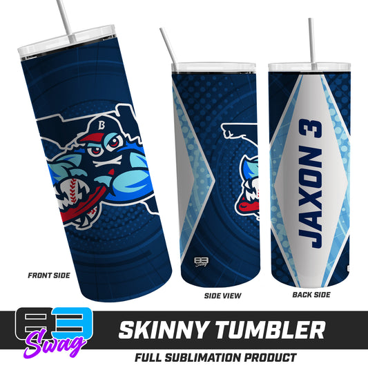 CUSTOM Skinny Metal Tumbler - FCA Blueclaws Baseball