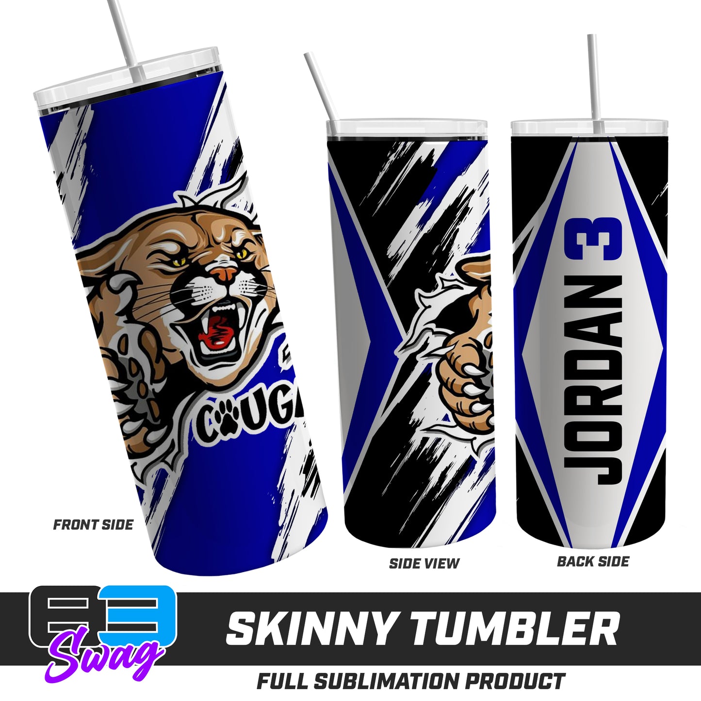 Skinny Metal Tumbler - North Caroline Cougars Football