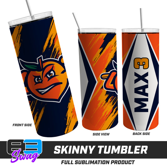 Skinny Metal Tumbler - Peach Clobbers Baseball