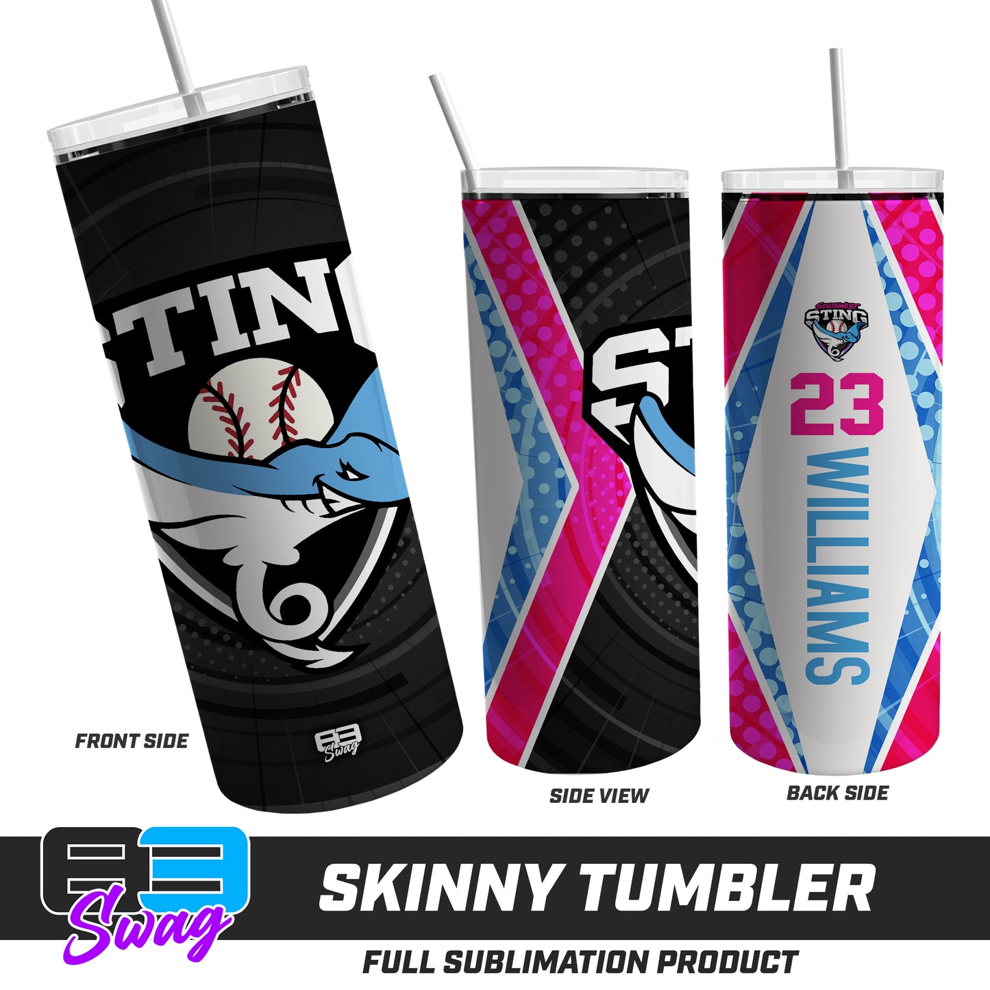 CUSTOM Skinny Metal Tumbler - Southwest Sting Baseball