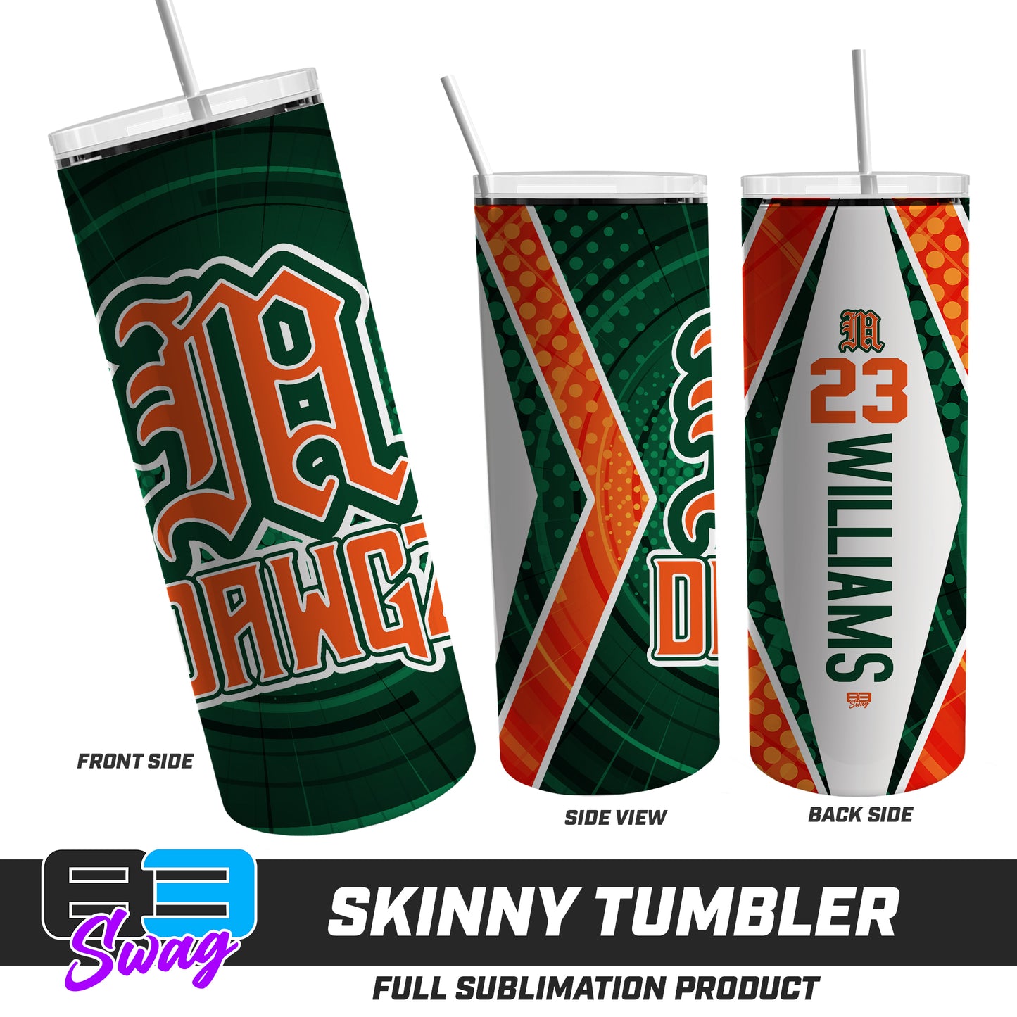 CUSTOM Skinny Metal Tumbler - Miami Metro Dawgz