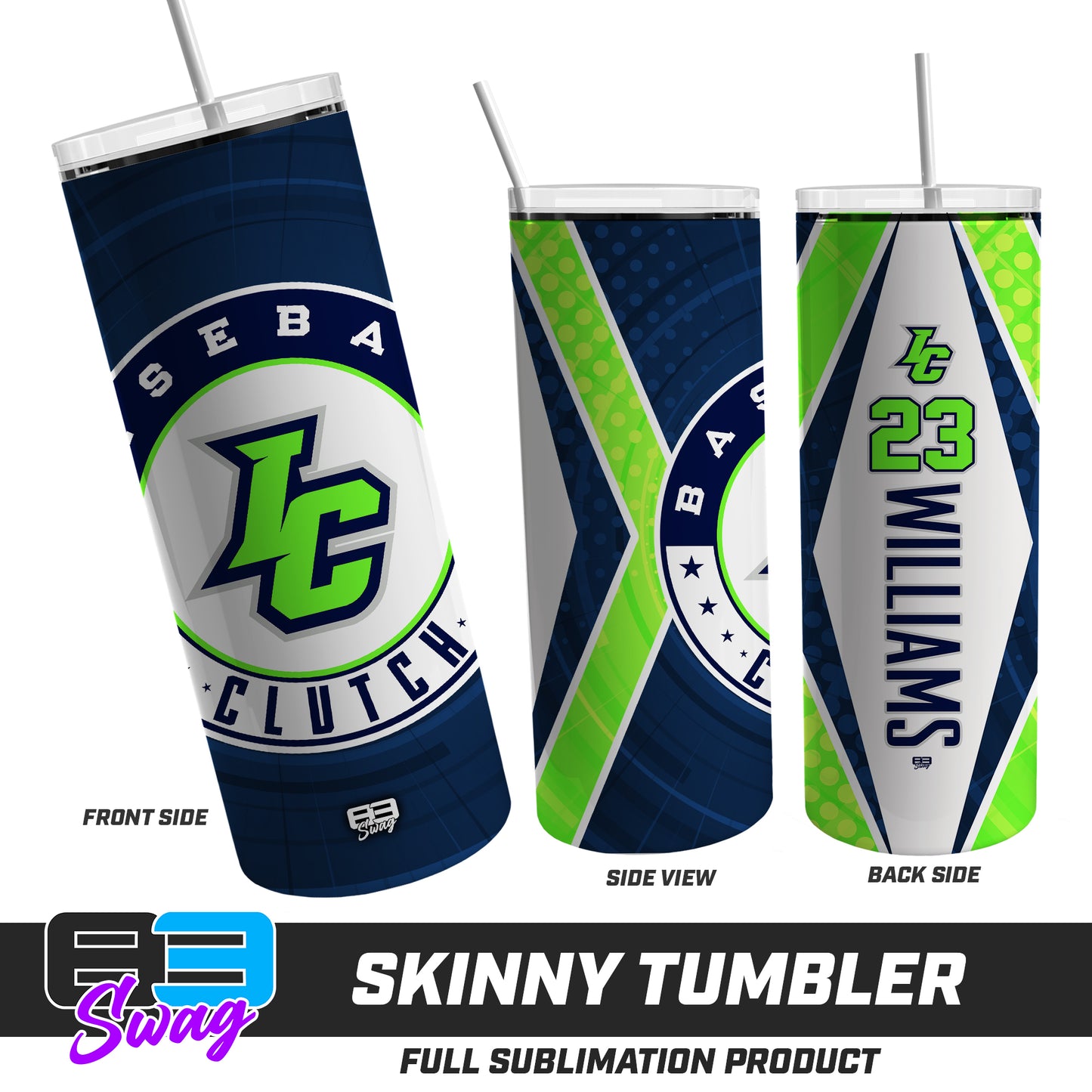 CUSTOM Skinny Metal Tumbler - Indy Clutch Baseball