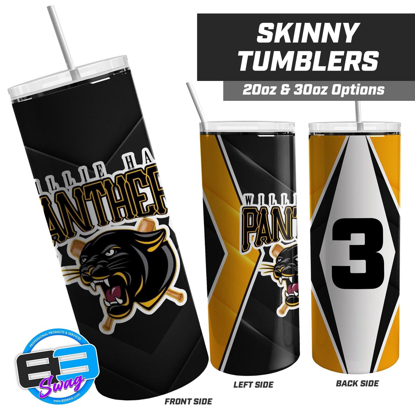 Willie Hall Panthers Baseball - 20oz & 30oz Skinny Tumbler