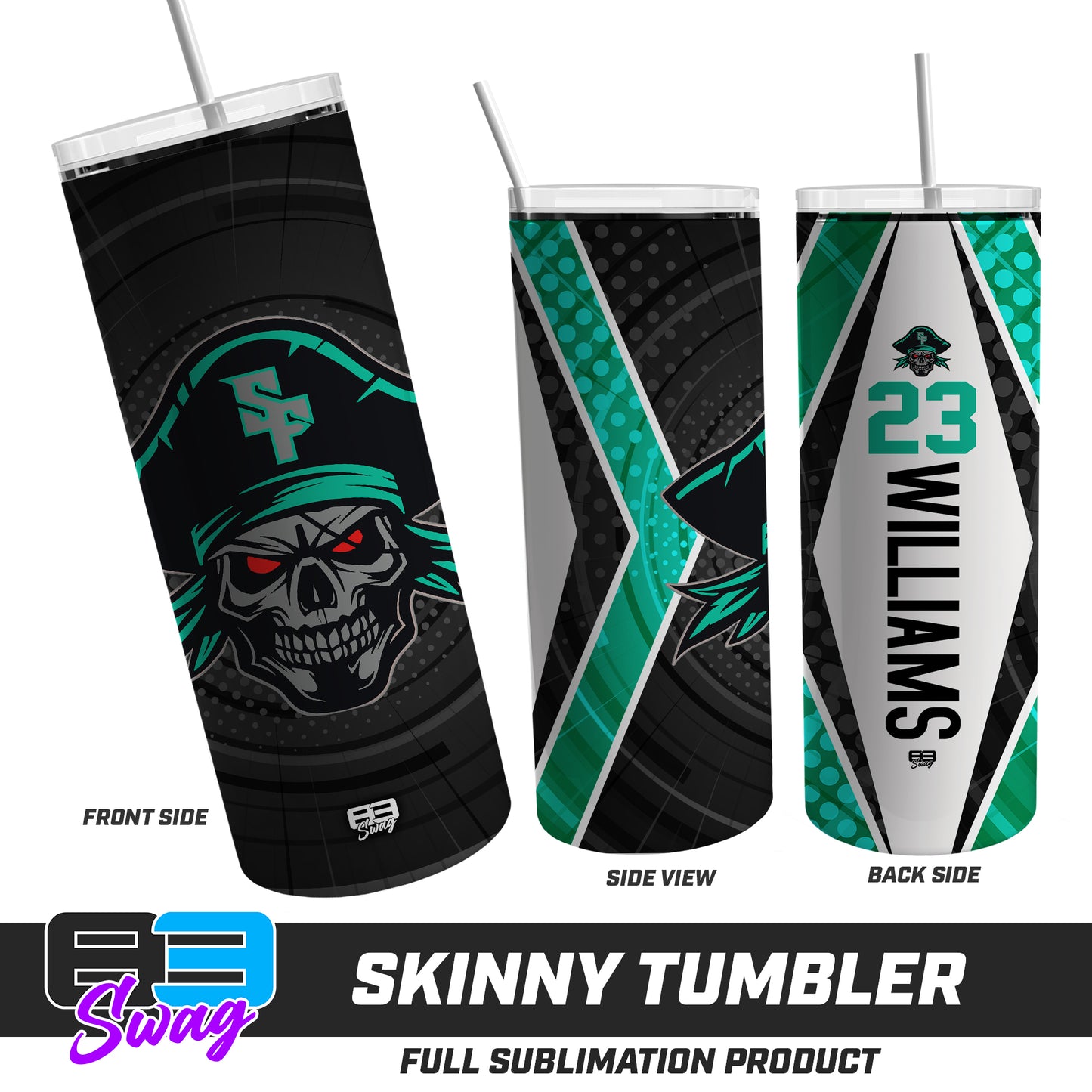 CUSTOM Skinny Metal Tumbler - South Florida Pirates