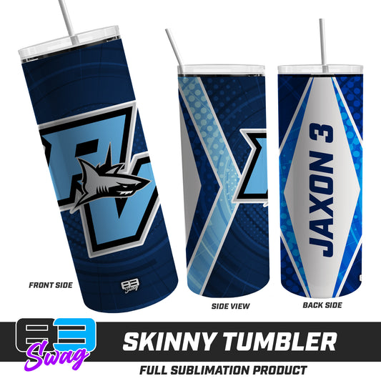 CUSTOM Skinny Metal Tumbler - PVAA Sharks Baseball