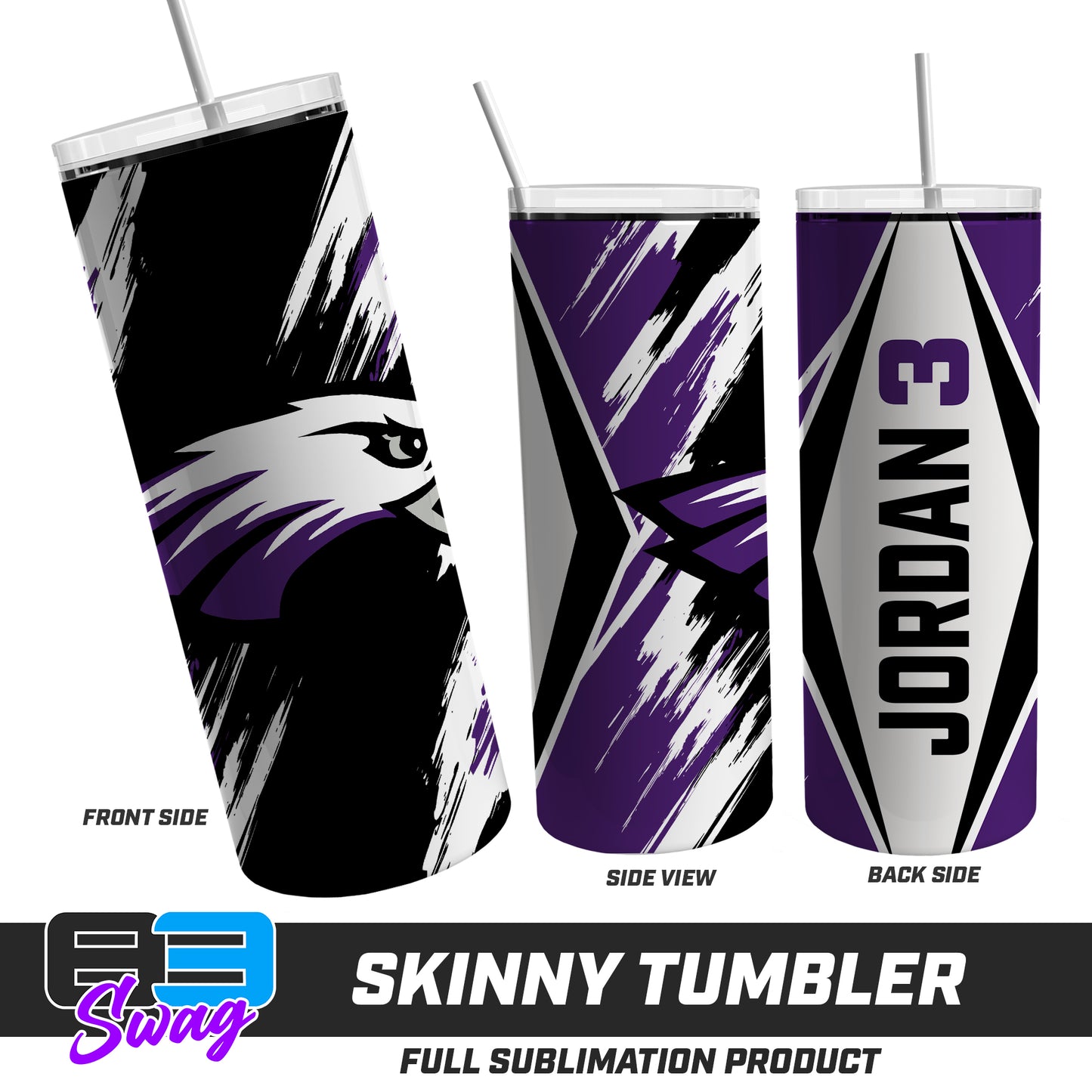 Skinny Metal Tumbler - Bellmawr Purple Eagles