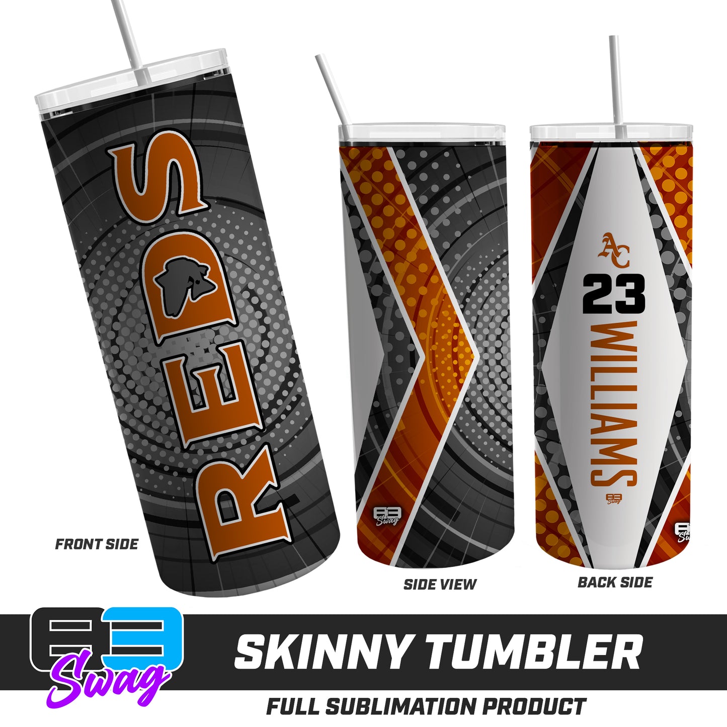 CUSTOM Skinny Metal Tumbler - ANCIENT CITY REDS