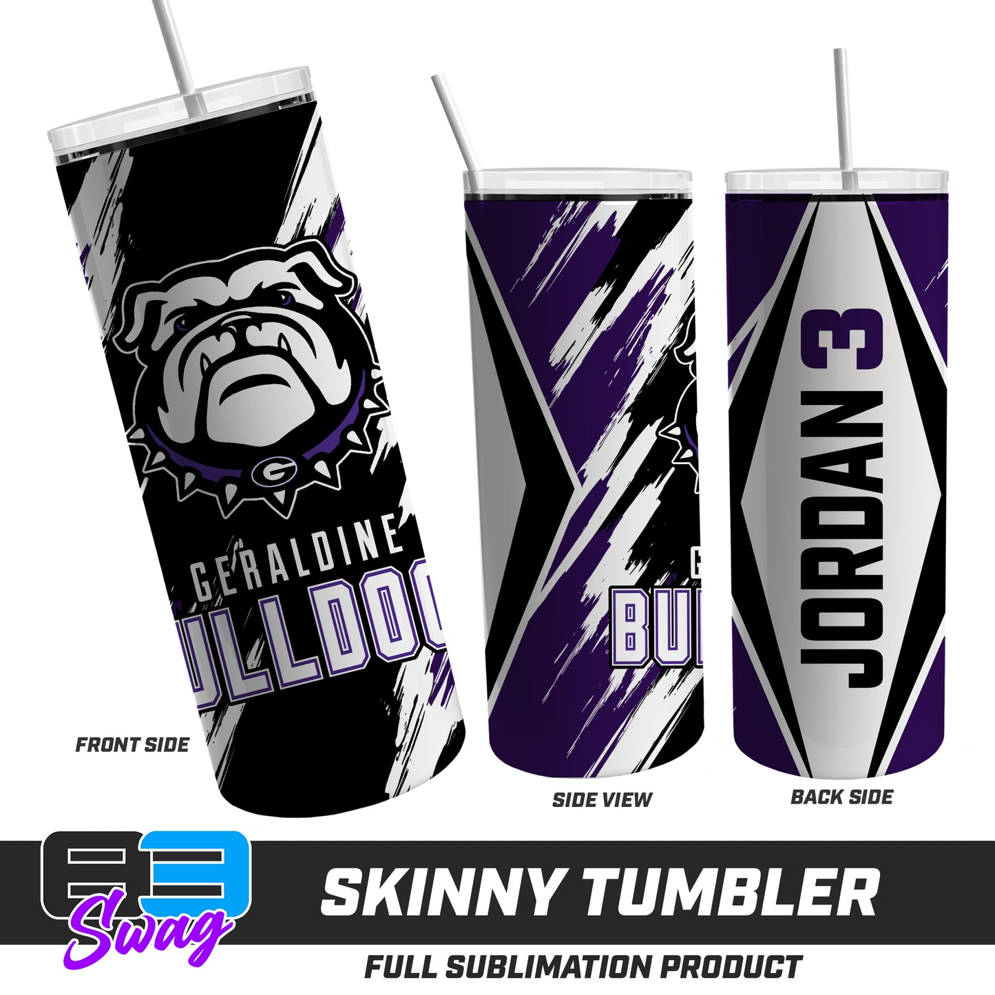 Skinny Metal Tumbler - Geraldine Bulldogs Football