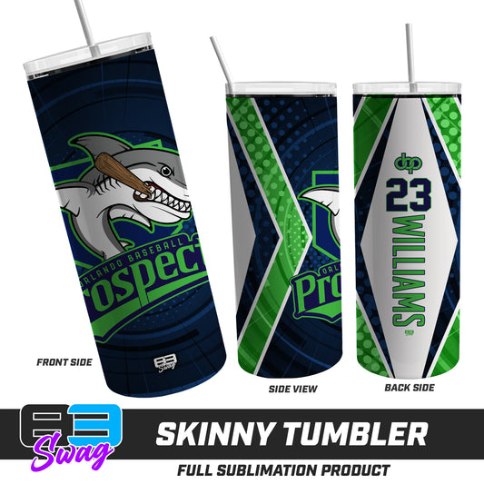 CUSTOM Skinny Metal Tumbler - Orlando Baseball Prospects - OBP - Land Sharks