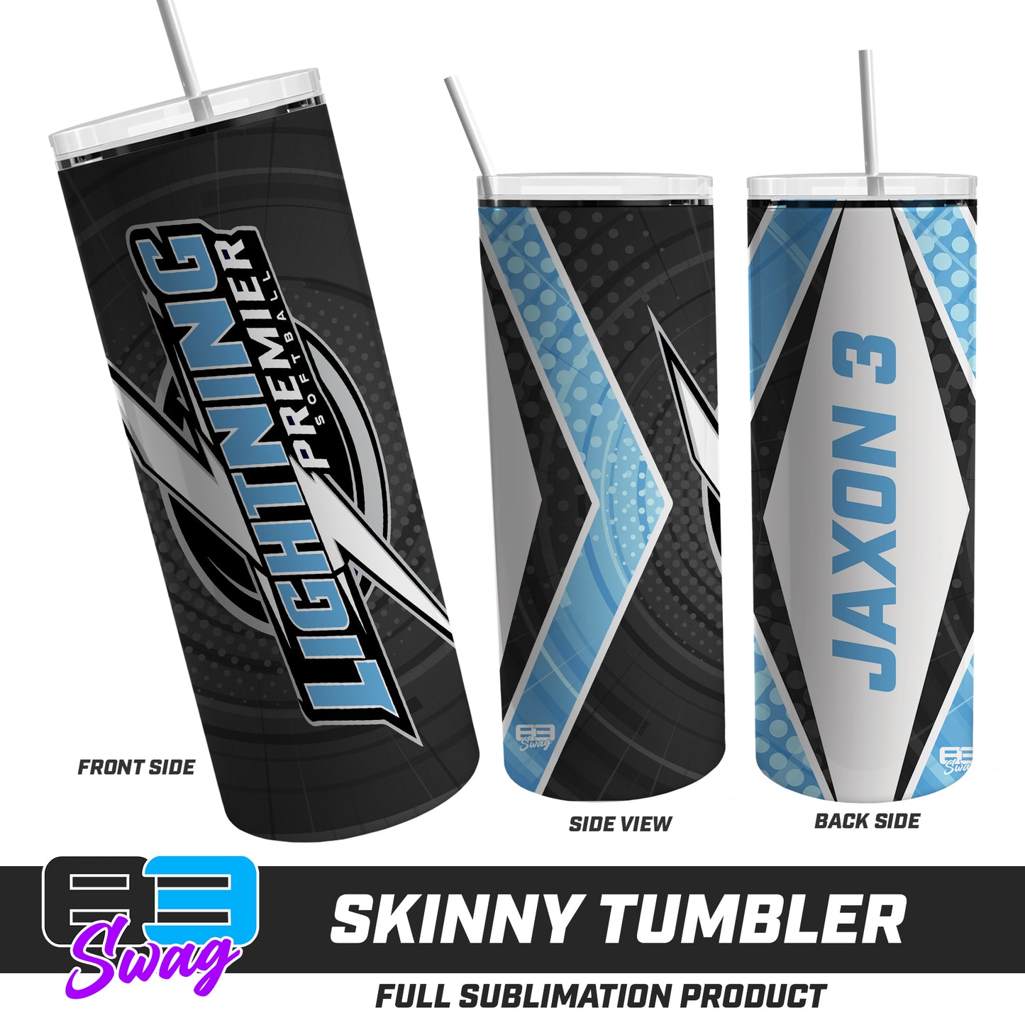CUSTOM Skinny Metal Tumbler - Lightning Premier Softball