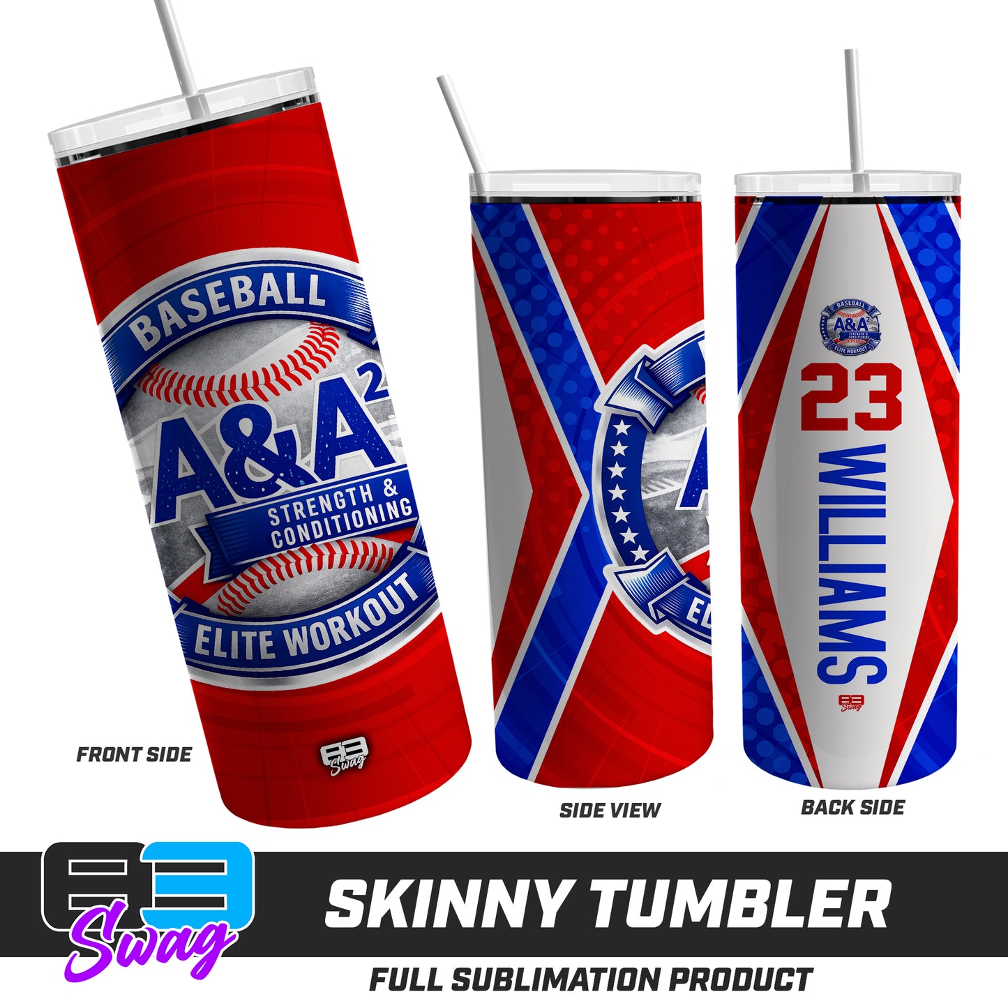 CUSTOM Skinny Metal Tumbler - A&A Baseball Elite
