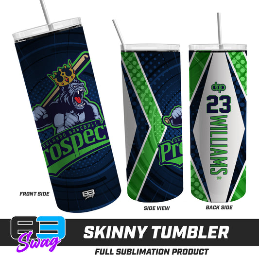 CUSTOM Skinny Metal Tumbler - Orlando Baseball Prospects - OBP - Gorilla Kings