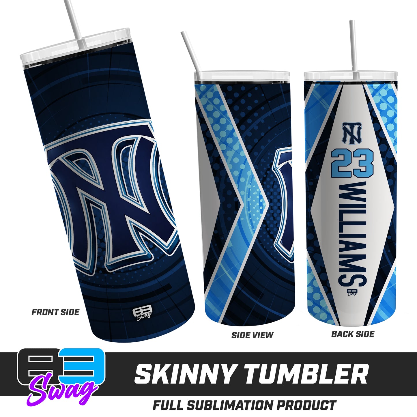CUSTOM Skinny Metal Tumbler - Top Notch Baseball