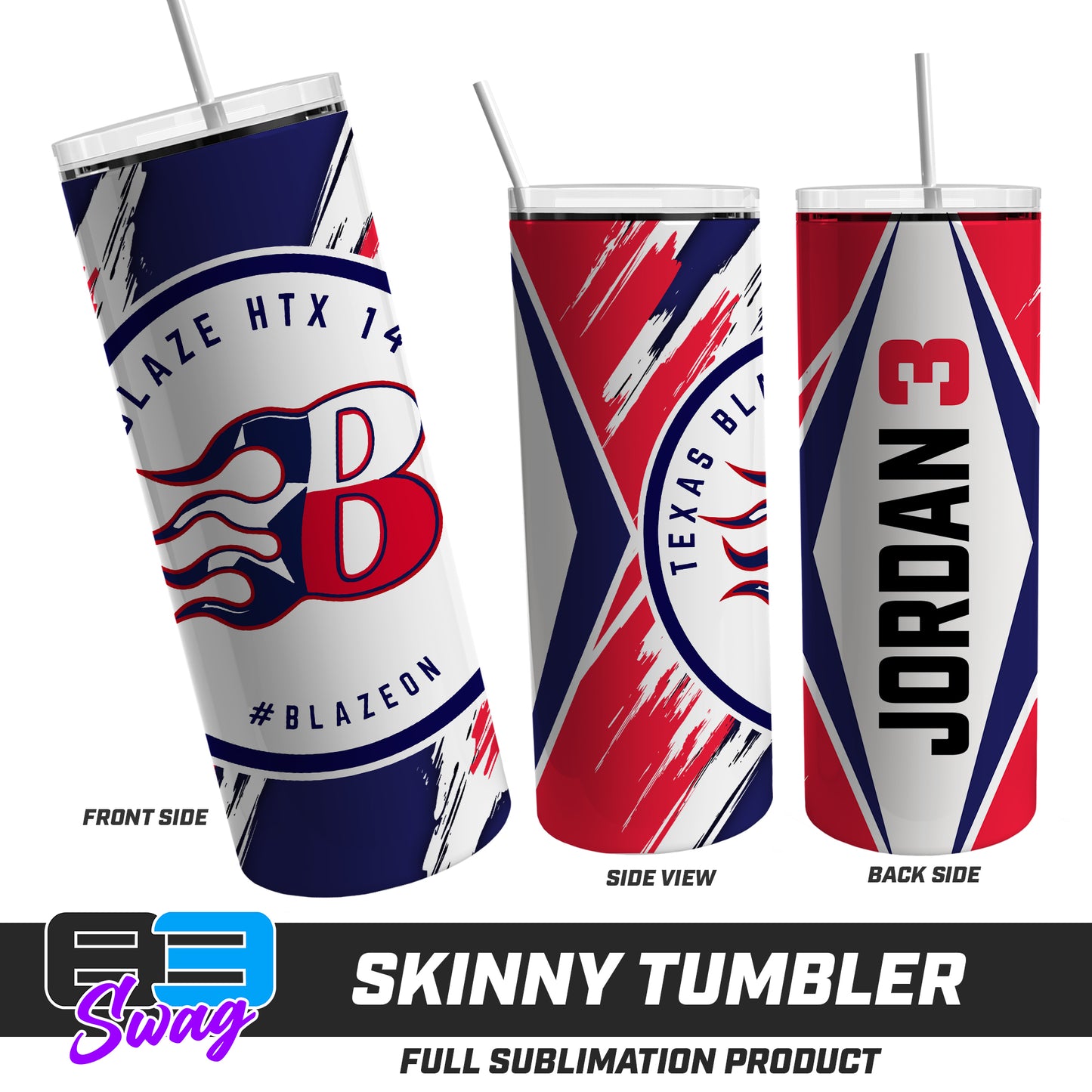 Skinny Metal Tumbler - Texas Blaze Softball