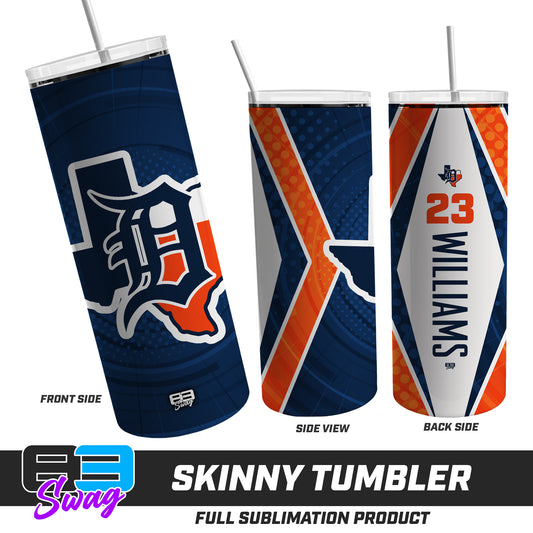 CUSTOM Skinny Metal Tumbler - Dallas Tigers Baseball