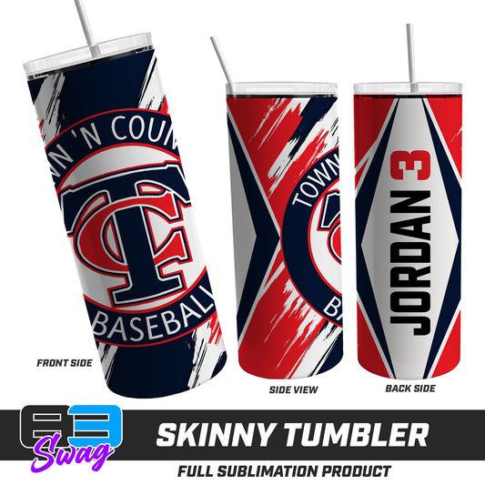 Skinny Metal Tumbler - Town N Country Baseball