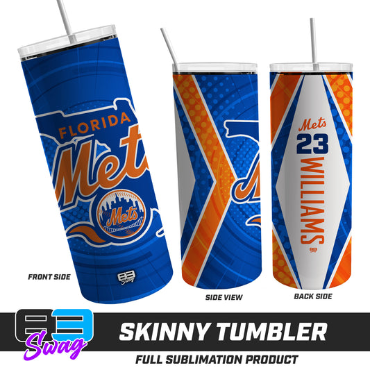 CUSTOM Skinny Metal Tumbler - Florida Mets Baseball
