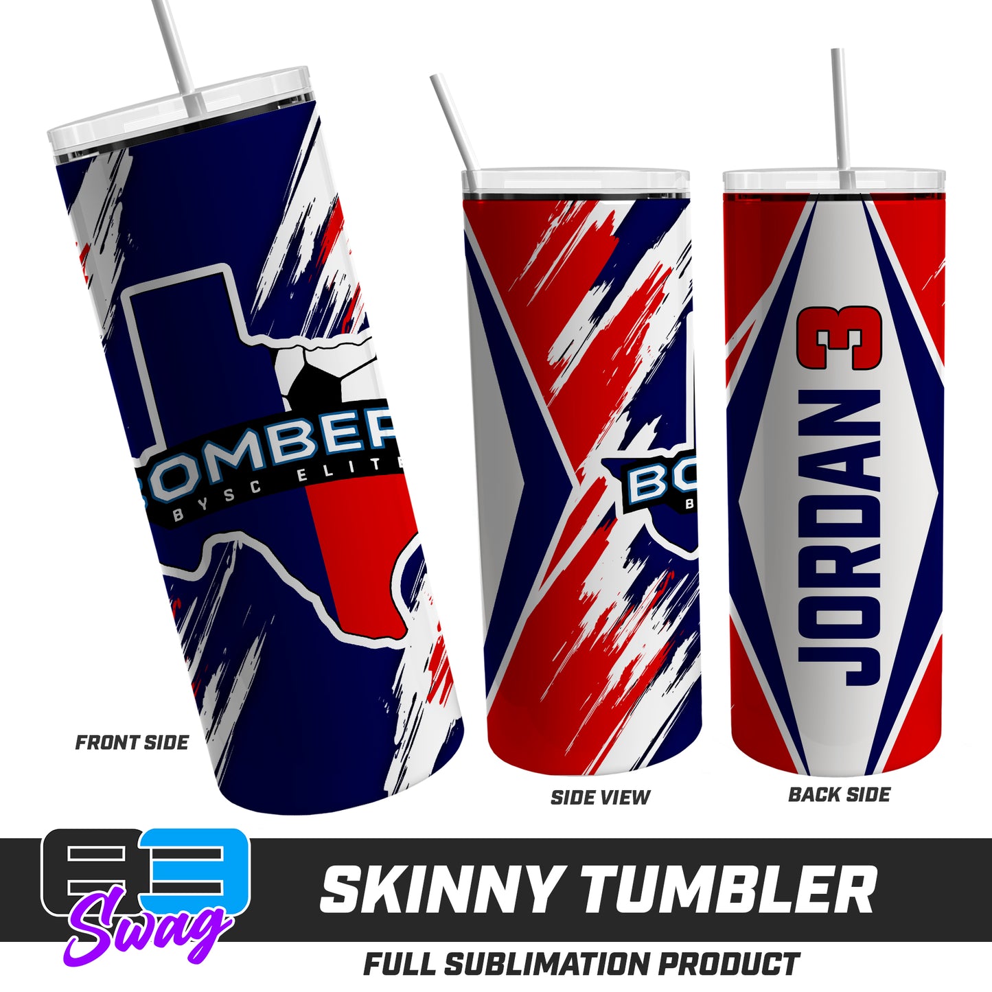 Skinny Metal Tumbler - BYSC Bombers Soccer